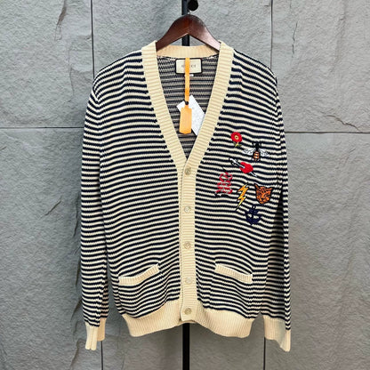 gucci striped v-neck knit sweater