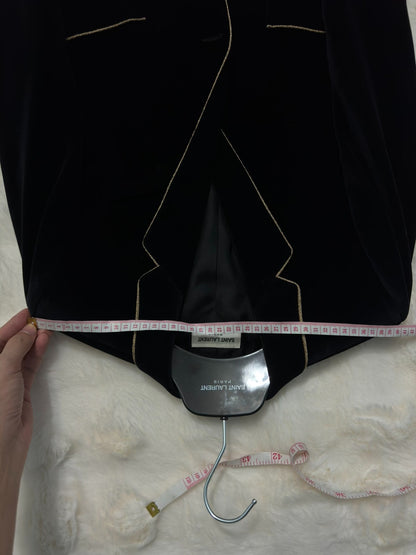 Saint Laurent Black Velvet Gold Trim Blazer