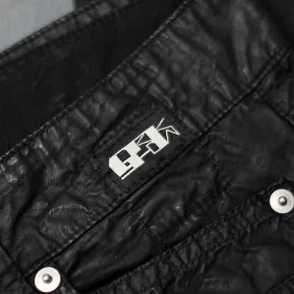 rick owens black waxed denim pants