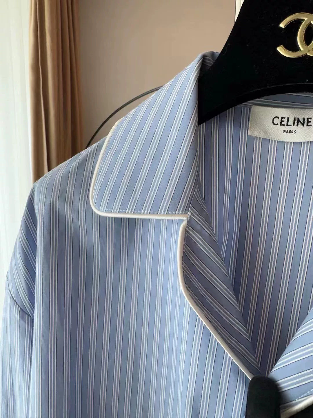 Celine Striped Embroidered Shirt for Men