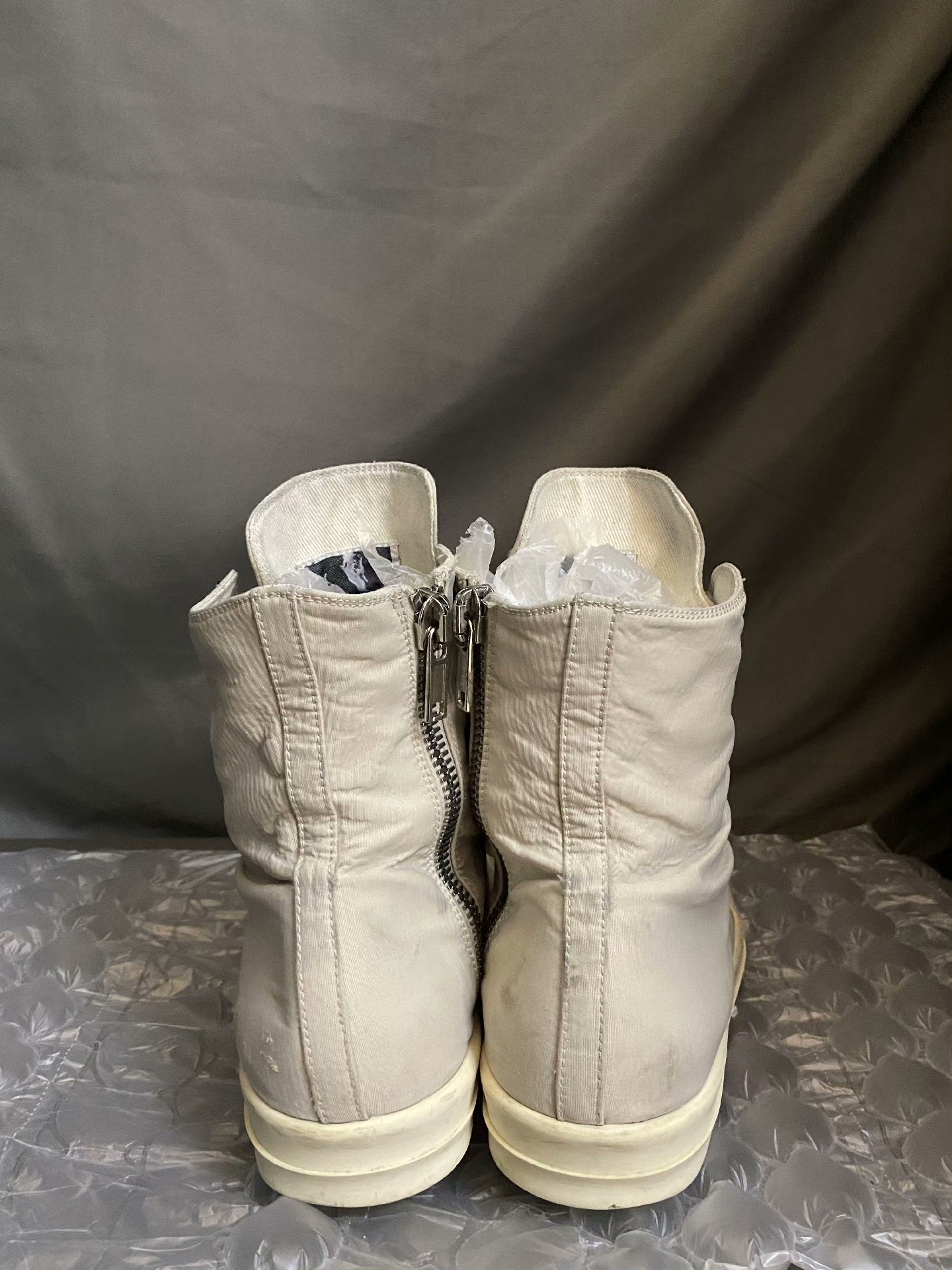 Rick Owens Milk White High-Top Sneakers