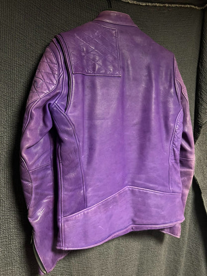purple vintage leather motorcycle jacket