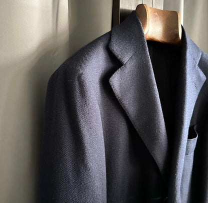 navy wool cashmere long coat by cesare attolini