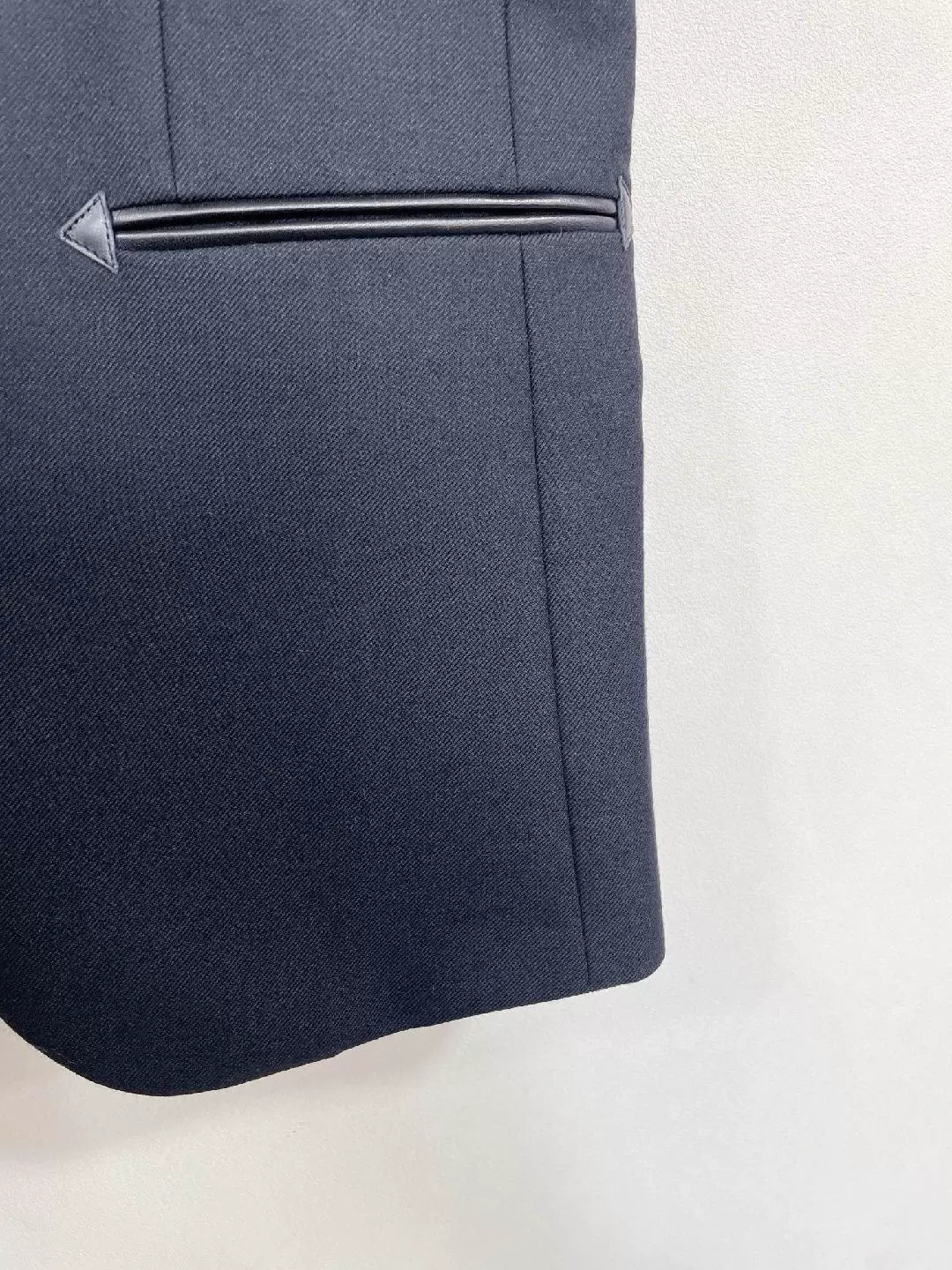 Saint Laurent Wool Leather Collar Blazer