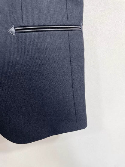 Saint Laurent Wool Leather Collar Blazer