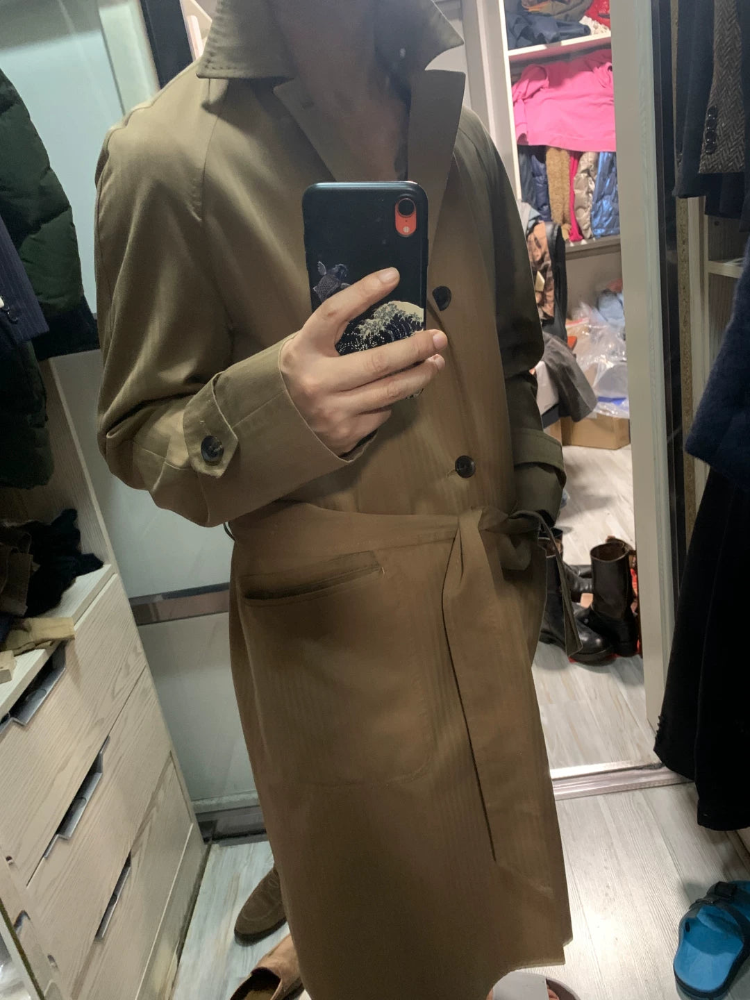 stylish beige long coat for men