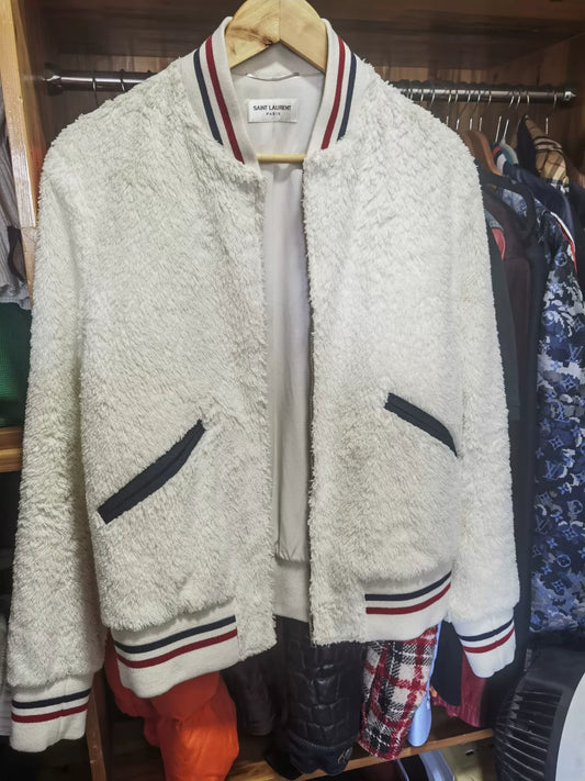Saint Laurent White Fuzzy Teddy Jacket