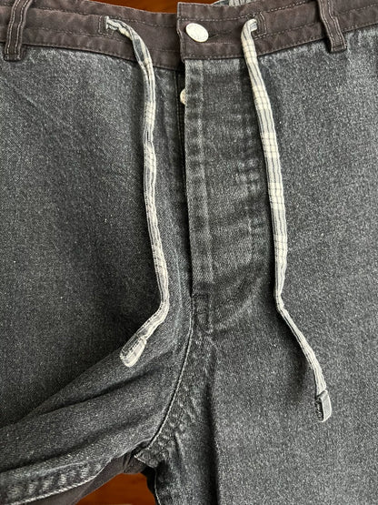 kendo denim wide pants in black