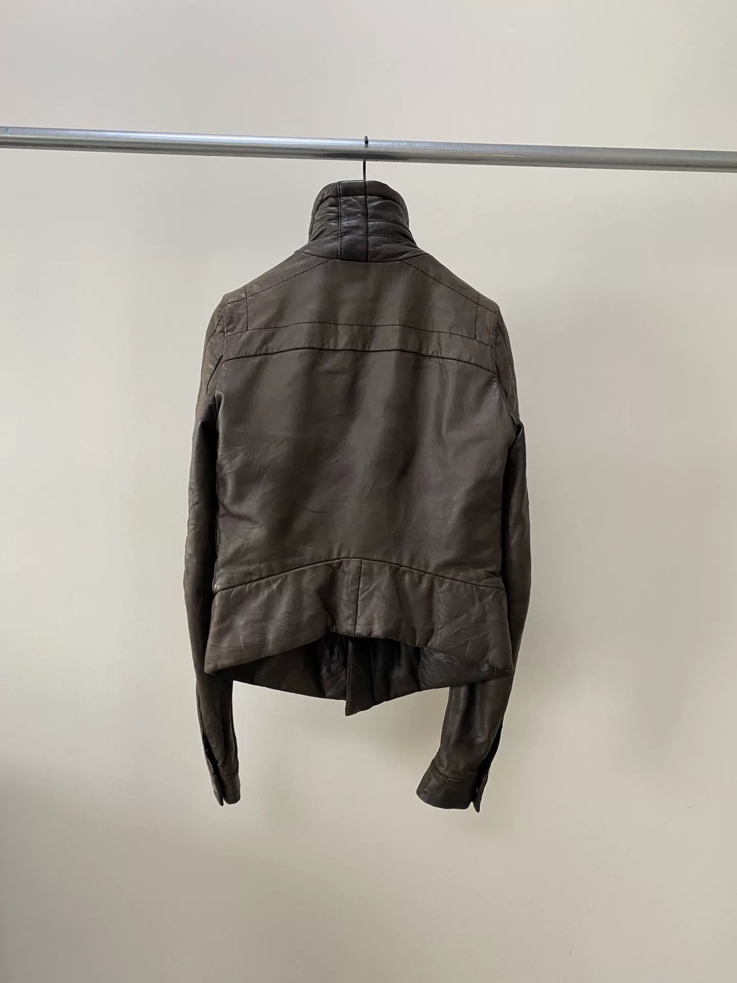 Rick Owens 2003 Fall Stand Collar Leather Jacket