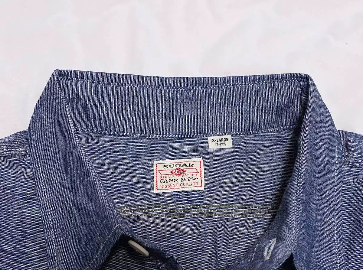 sugar cane blue chambray work shirt