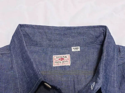 sugar cane blue chambray work shirt