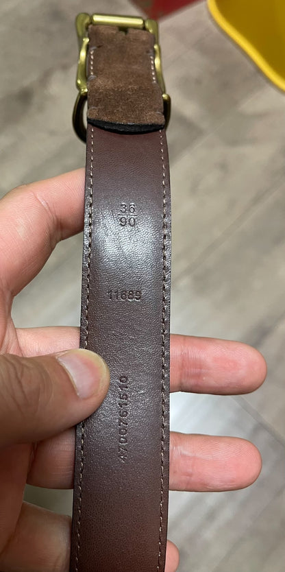 Ralph Lauren Suede Leather Brass Buckle Belt