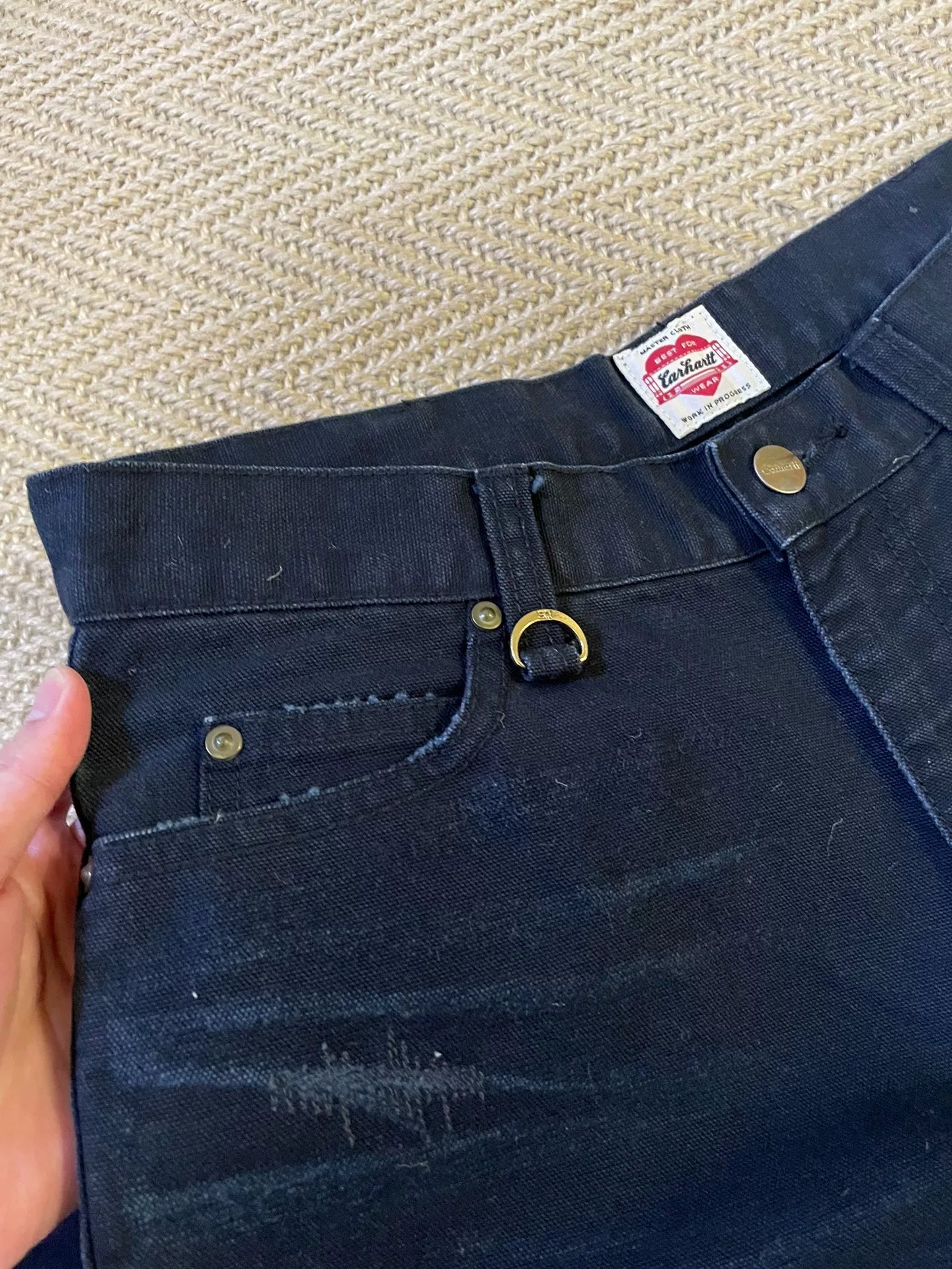 ue x carhartt damaged pants in black