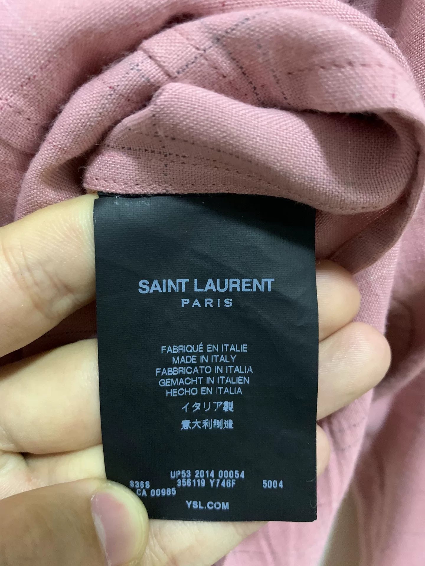 Saint Laurent SLP 14FW Pink Cuban Collar Shirt