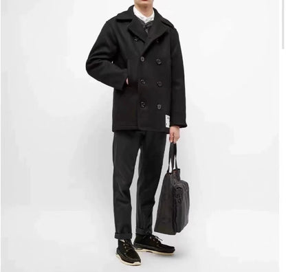 neighborhood wool double-breasted peacoat