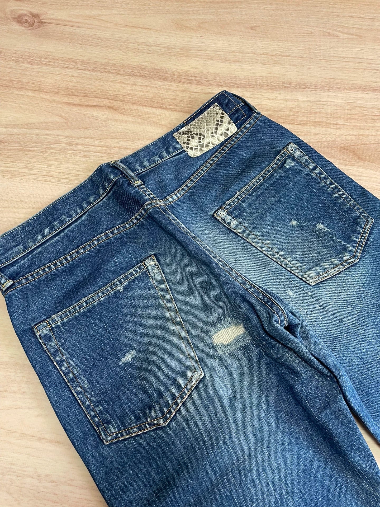 VISVIM SOCIAL SCULPTURE DAMAGED-5 Washed Distressed Jeans