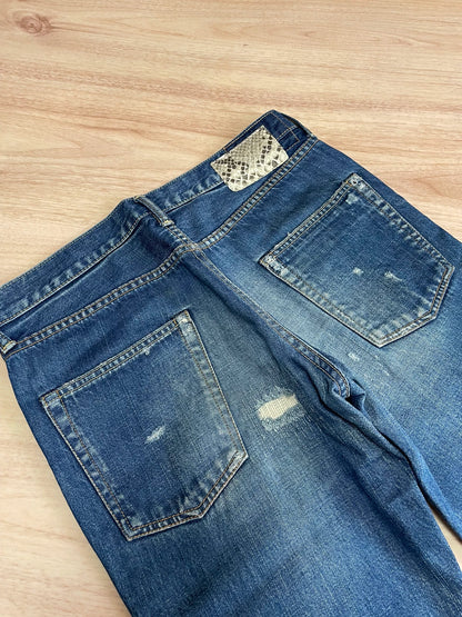 VISVIM SOCIAL SCULPTURE DAMAGED-5 Washed Distressed Jeans