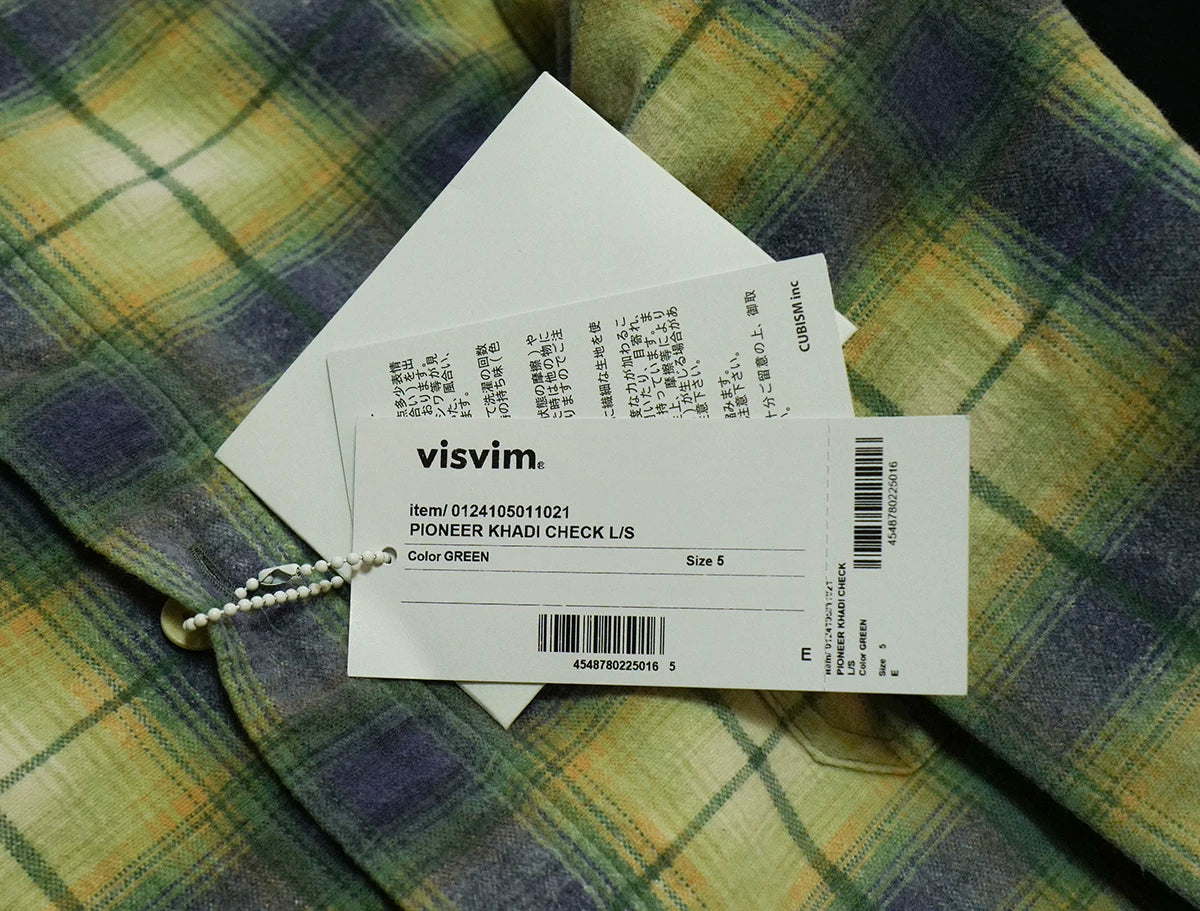 visvim pioneer khadi check long sleeve shirt
