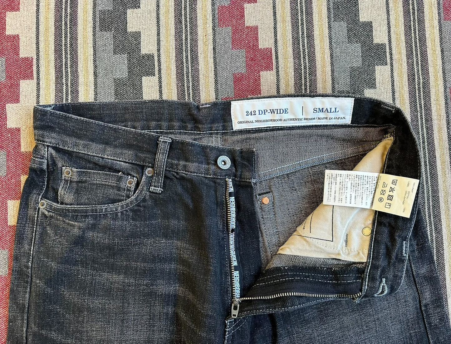 neighborhood washed denim vintage pants black