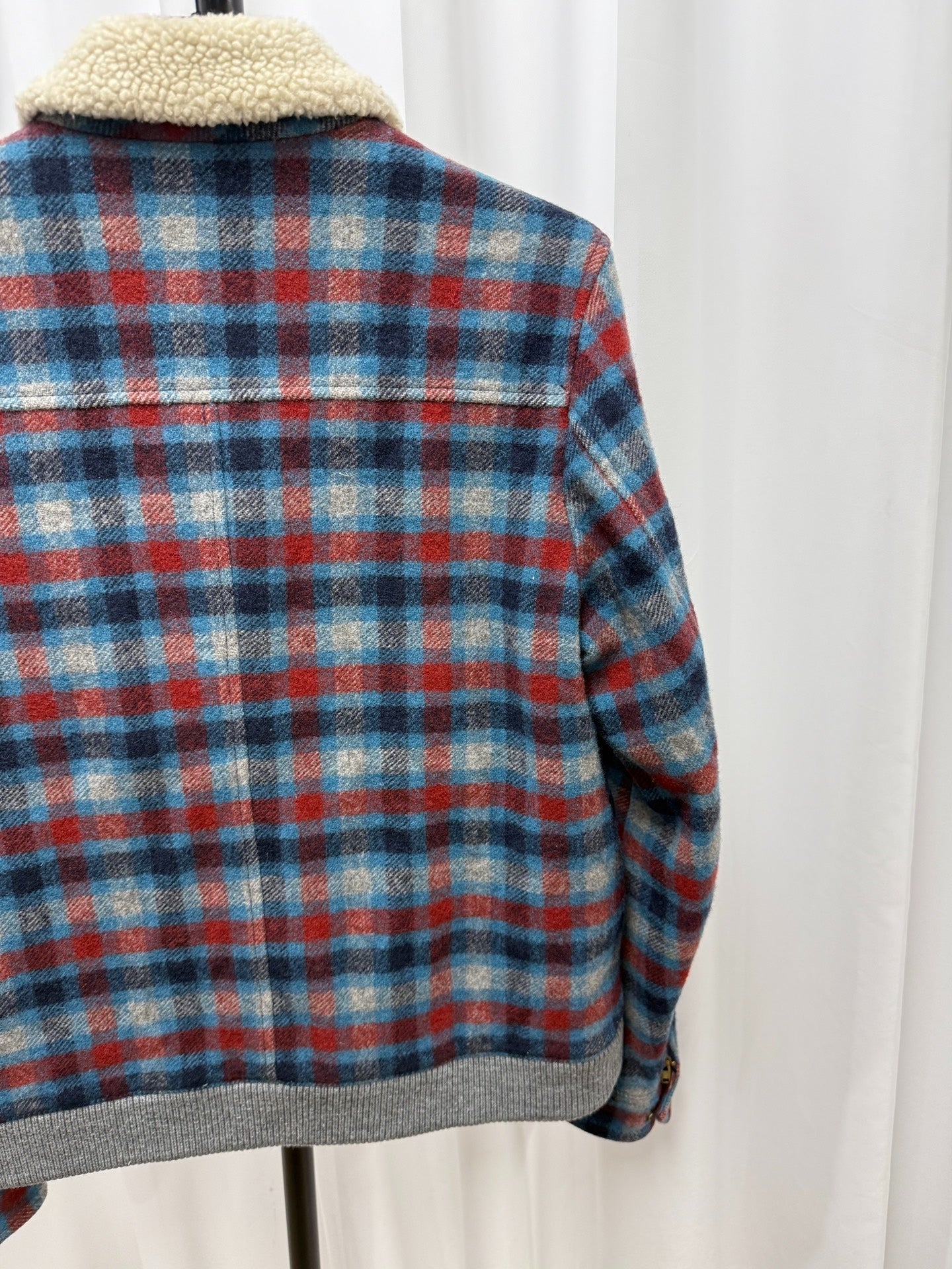 Undercover Checked Shearling Collar Jacket