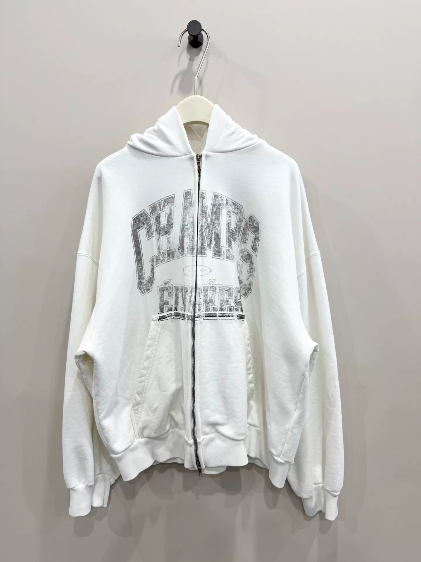 balenciaga logo zip-up hoodie in size m