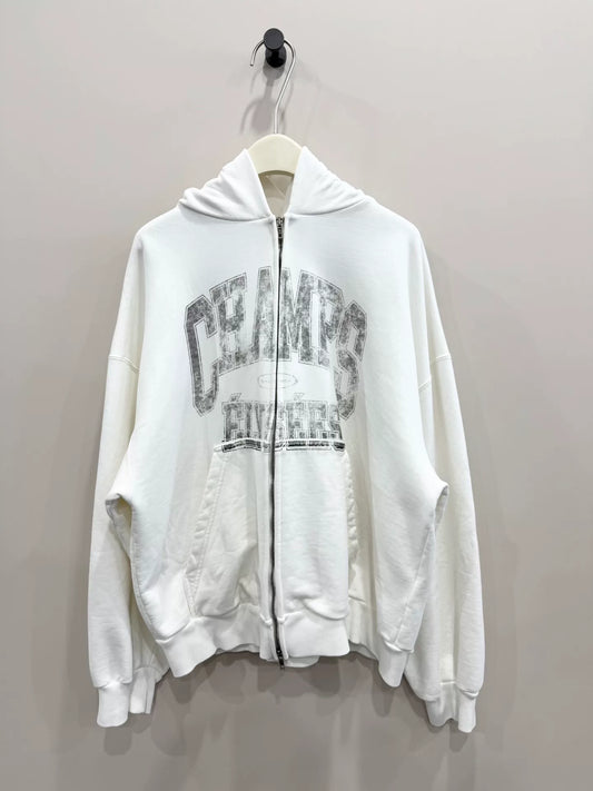 balenciaga logo zip-up hoodie in size m