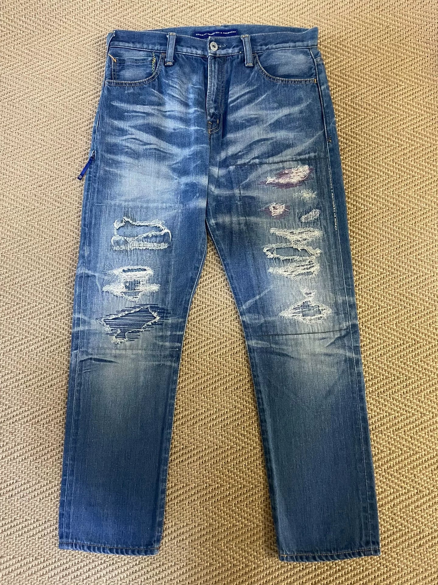 Vanquish Fragment Destroyed Cropped Jeans
