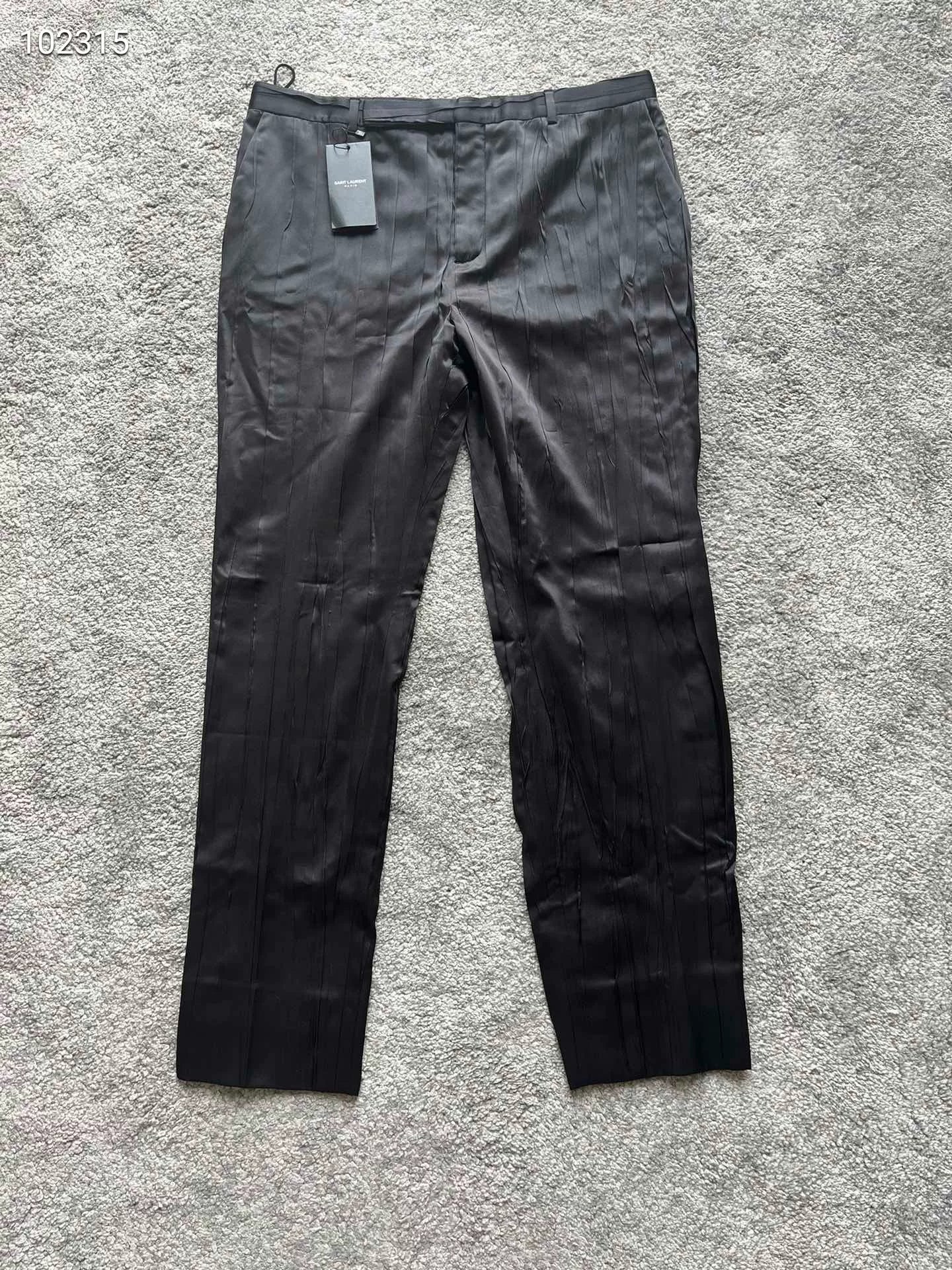 Saint Laurent Black Striped Silk Trousers