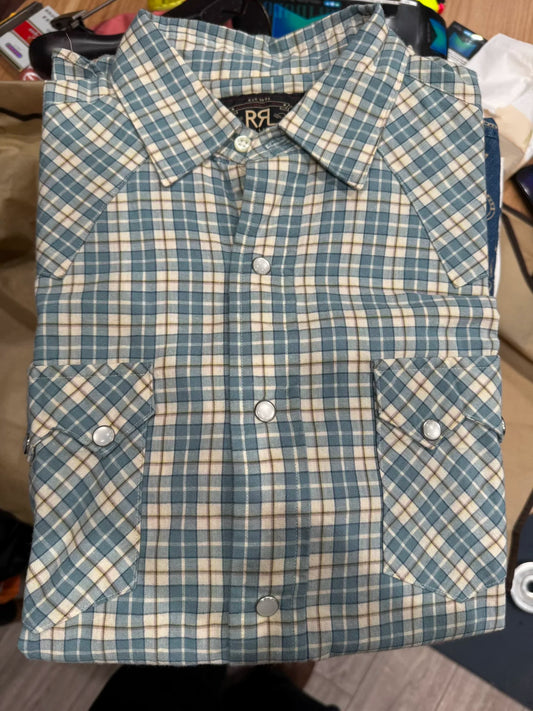 classic rrl plaid button-up shirt