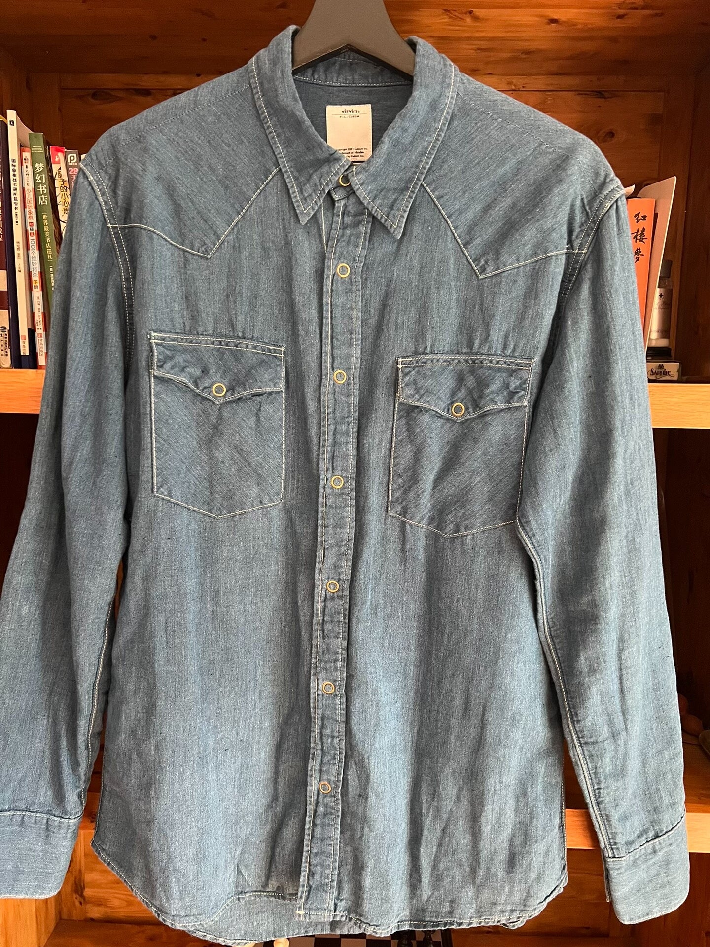 rare blue dye cotton linen shirt