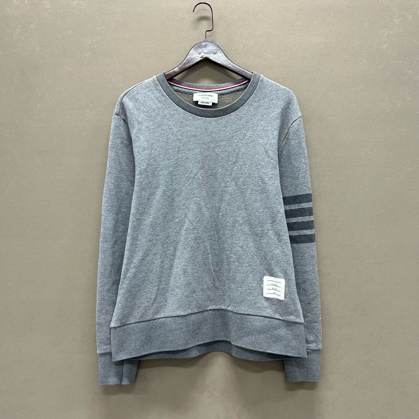 thom browne gray striped sweatshirt size 3