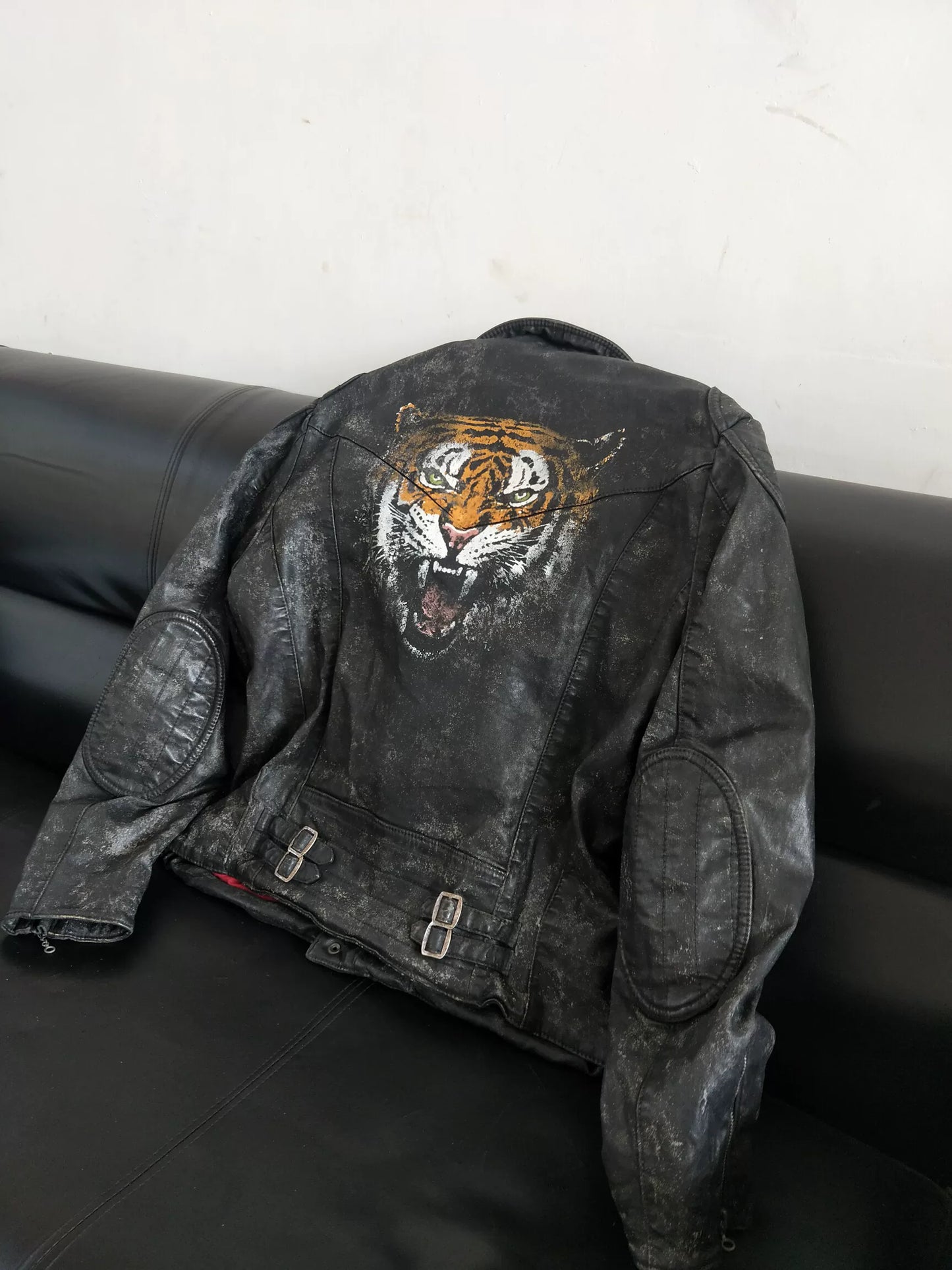 Ralph Lauren Distressed Waxed Canvas Biker Jacket