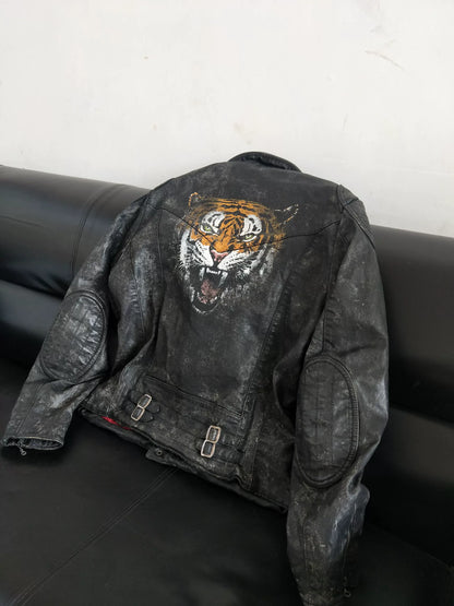 Ralph Lauren Distressed Waxed Canvas Biker Jacket