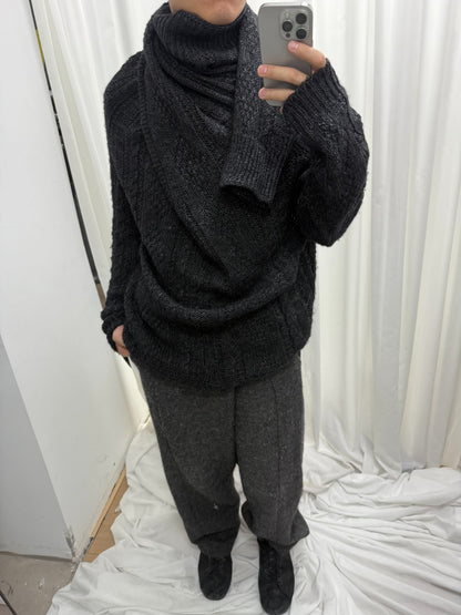 unique yohji yamamoto knitwear with high collar