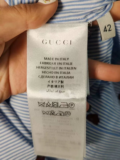 Gucci Bee Print Striped Shirt
