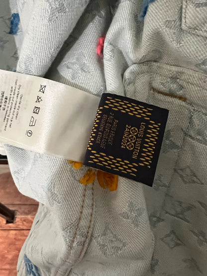 louis vuitton x tyler logo embroidered denim jacket