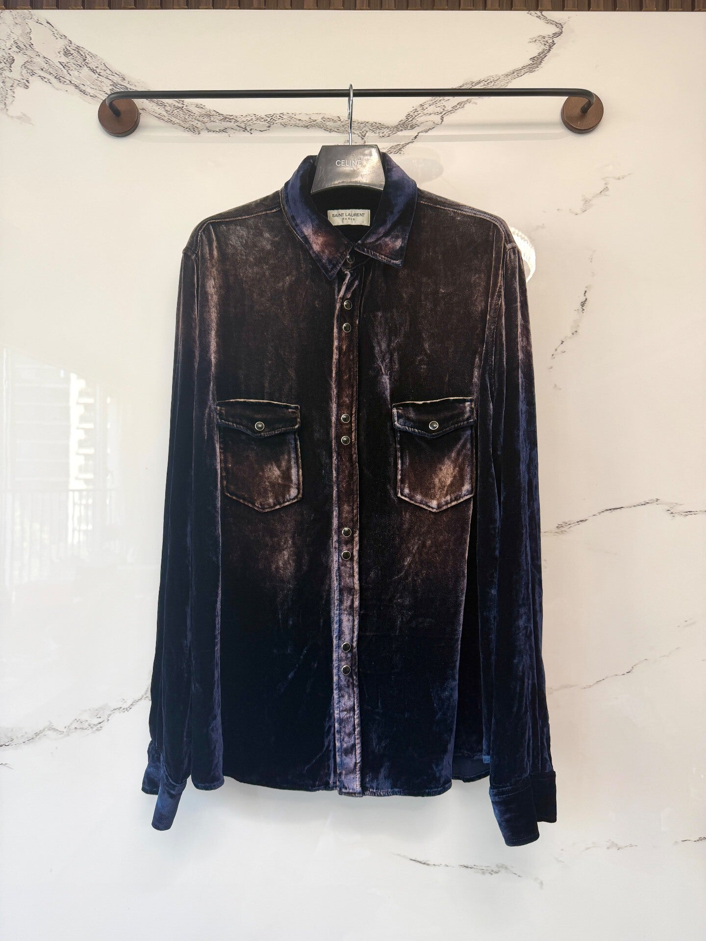 saint laurent gradient velvet shirt