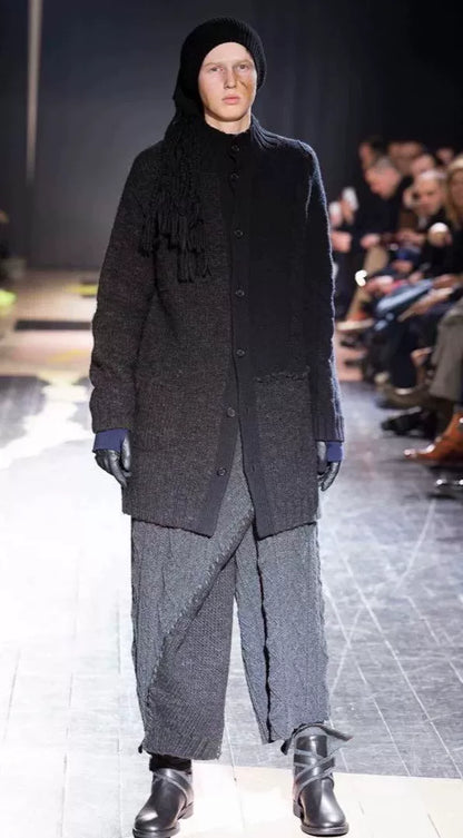 Yohji Yamamoto Wool Asymmetrical Sweater Coat