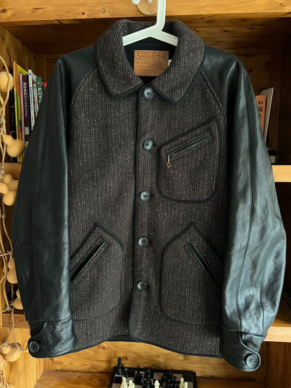 wool leather jacket with vintage details