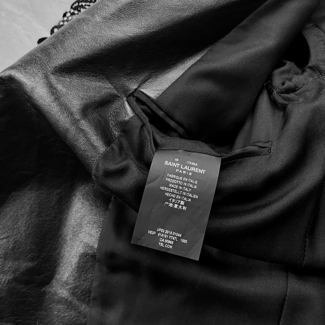 Saint Laurent Fringe Leather Collar Blazer