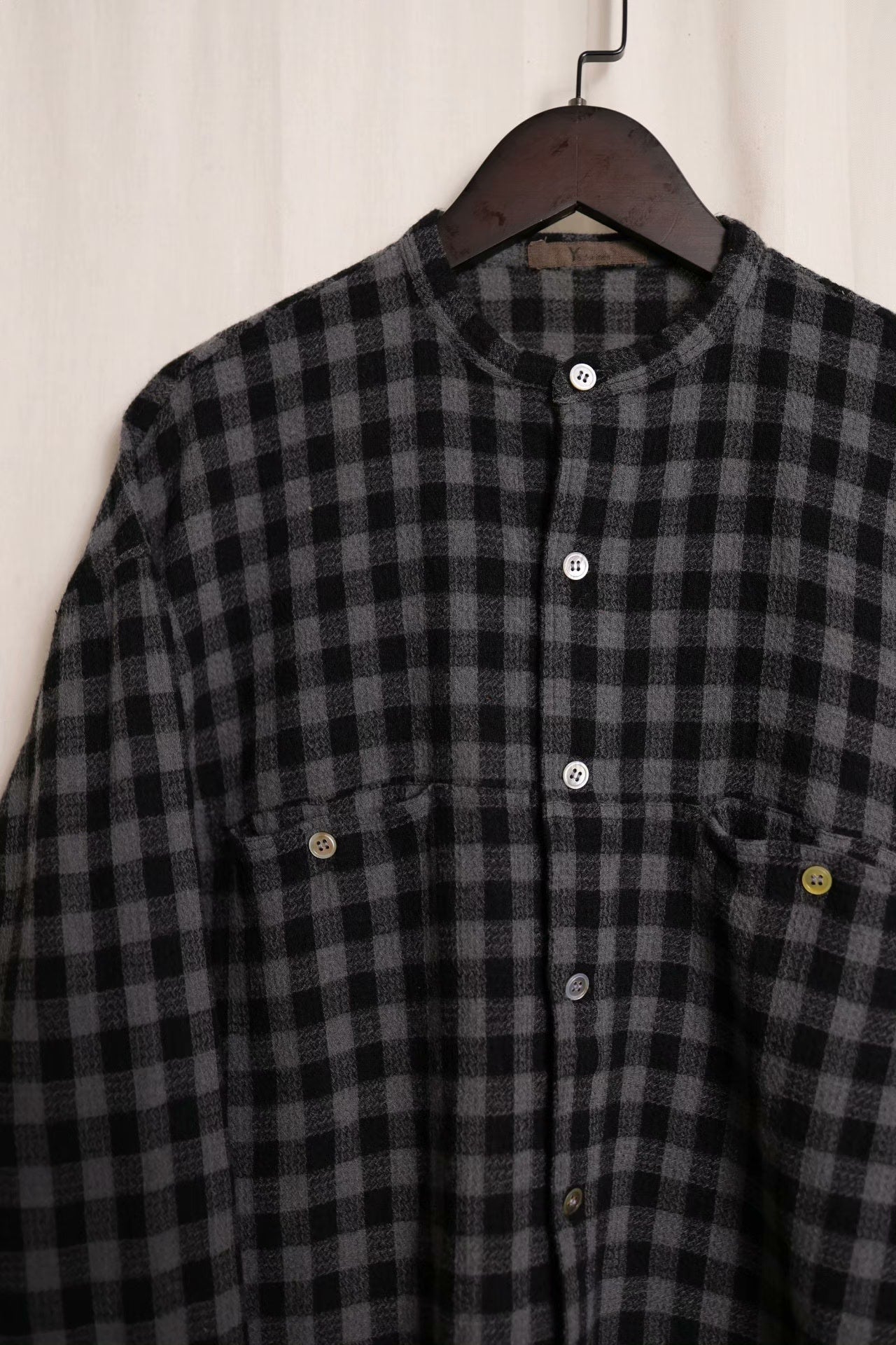 Y's for men Check Stand Collar Shirt