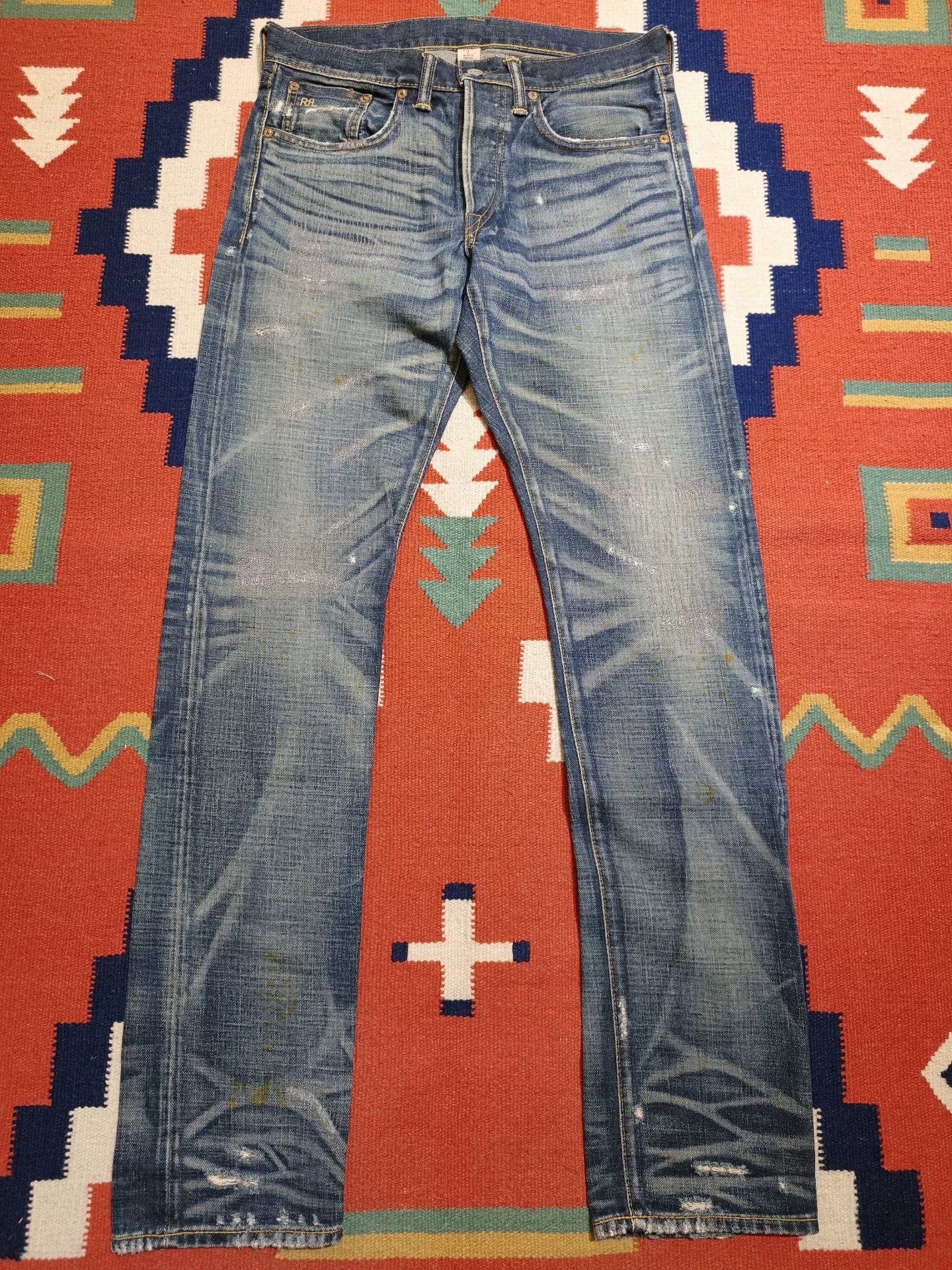 RRL Distressed Red Selvedge Denim Jeans