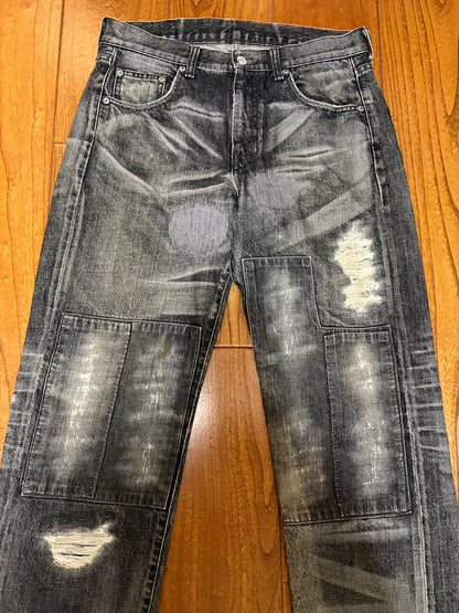 neighborhood savage basic distressed denim pants
