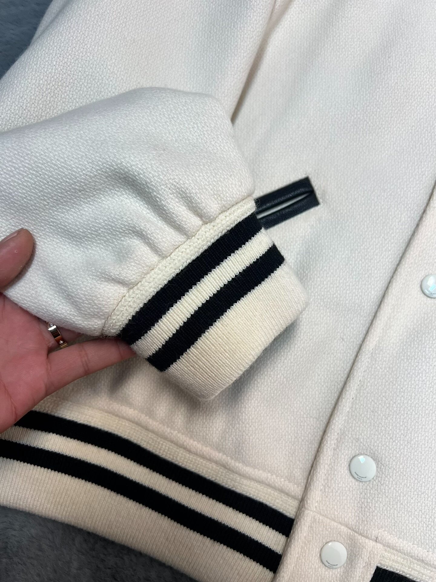 Saint Laurent Cream Varsity Jacket