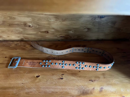 sugar cane genuine leather studded belt