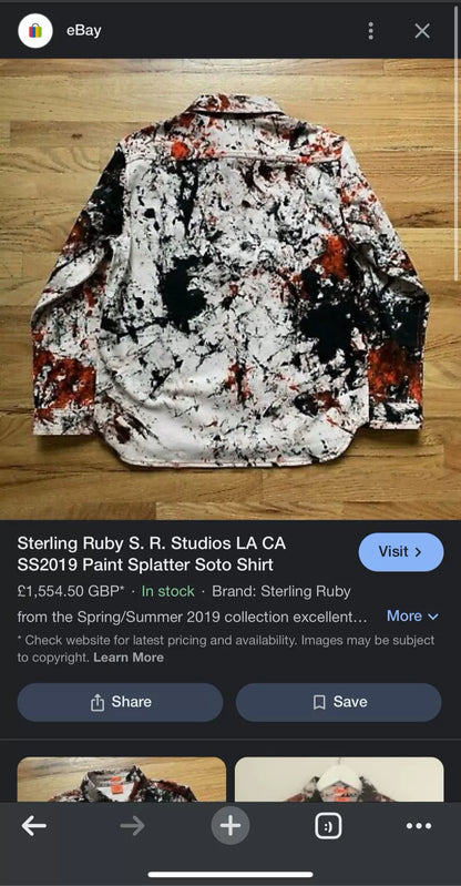 sterling ruby raf simons paint splatter shirt