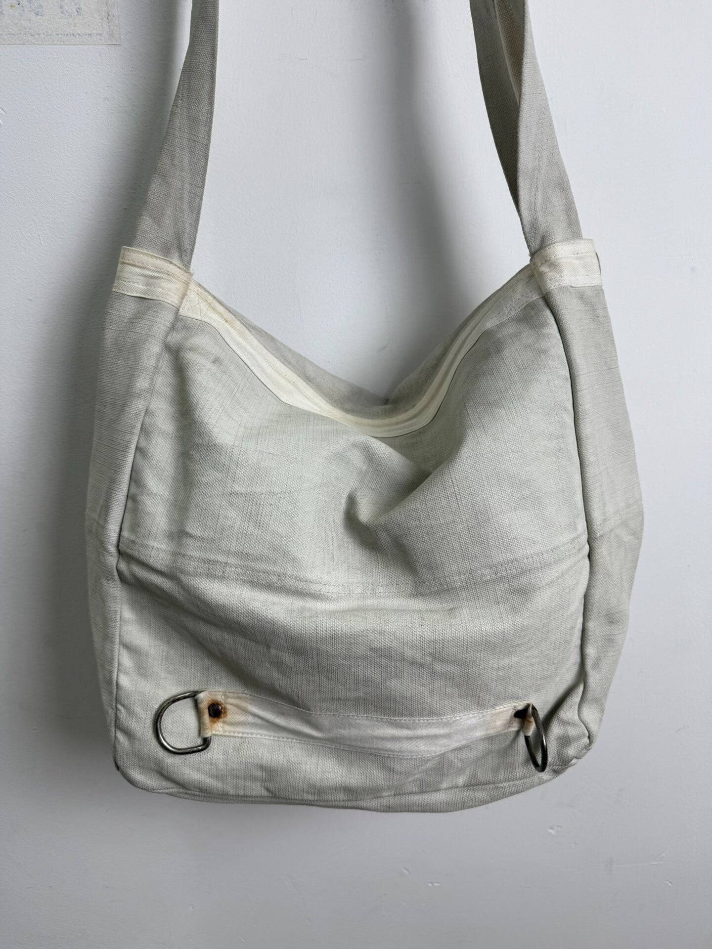 vintage dries van noten 90s waxed denim bag