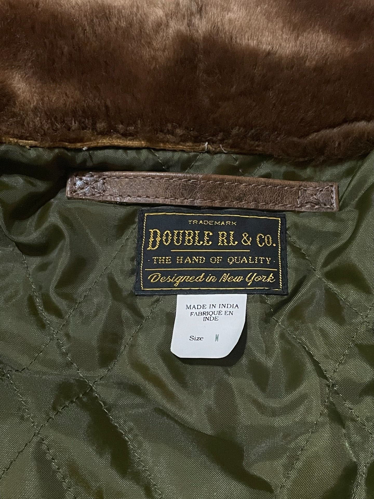 RRL Distressed Leather Jacket w/Fur Collar