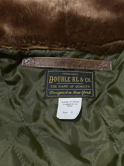RRL Distressed Leather Jacket w/Fur Collar