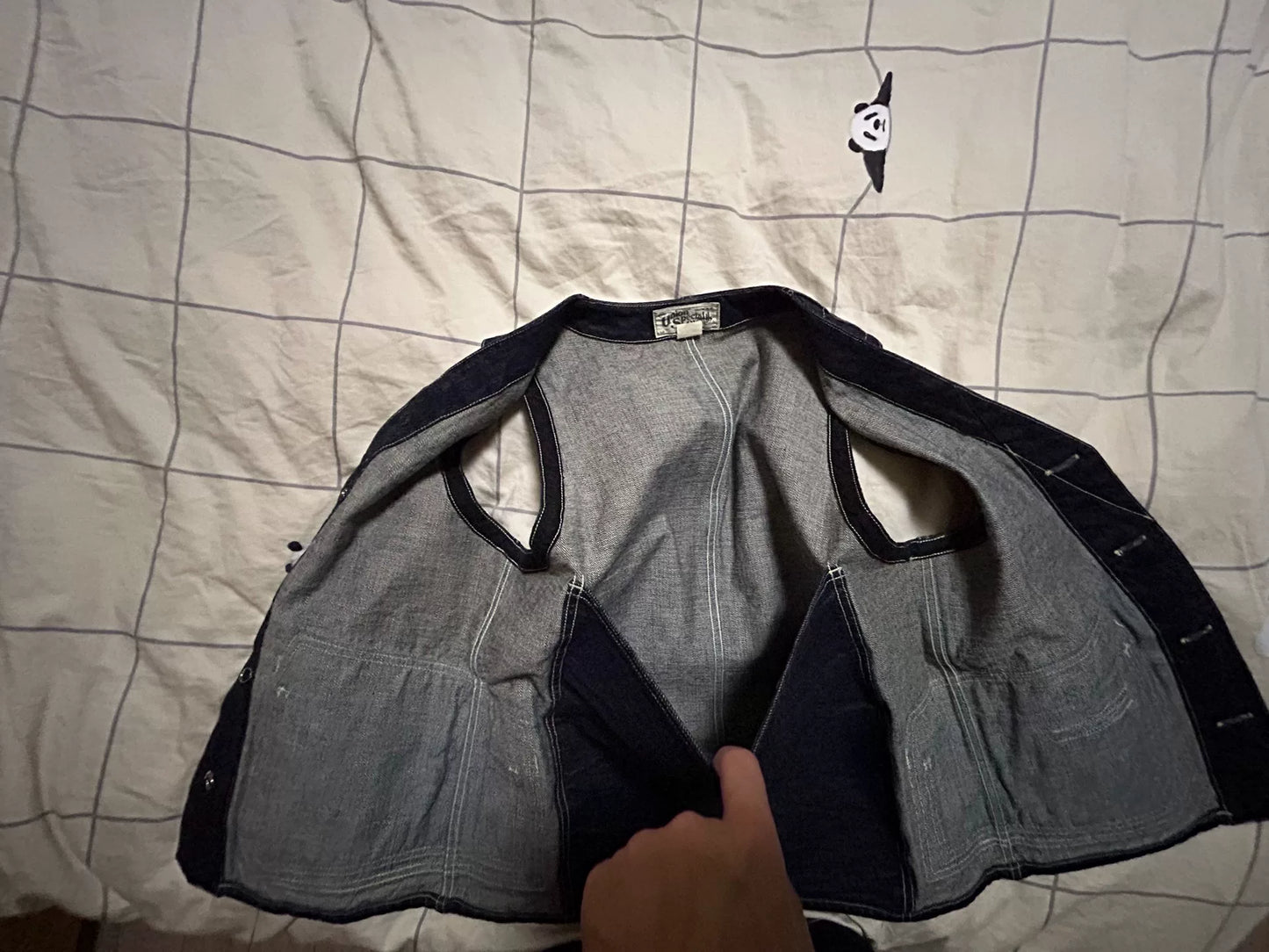 denim vest with large back pocket